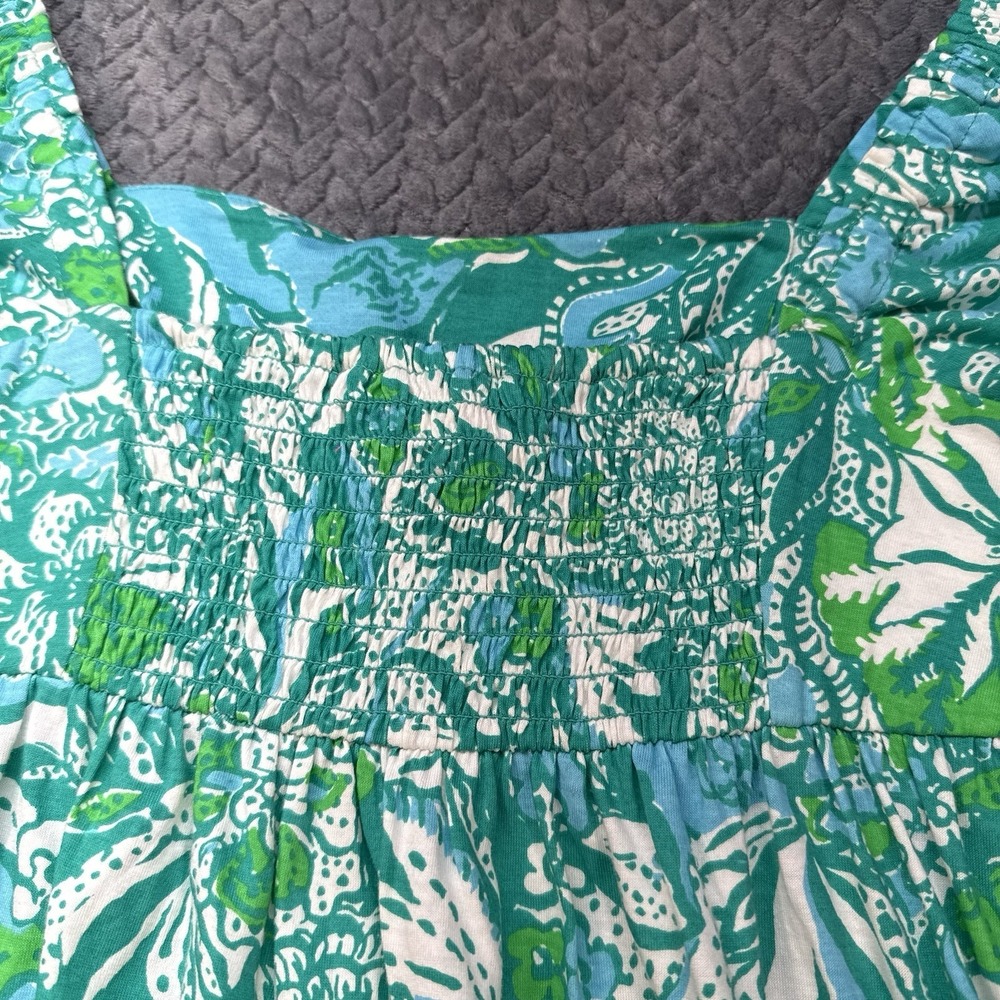 Lilly Pulitzer Delaney Short Sleeve Dress Botanical Green Safari Sangria Women 4 - Picture 6 of 11